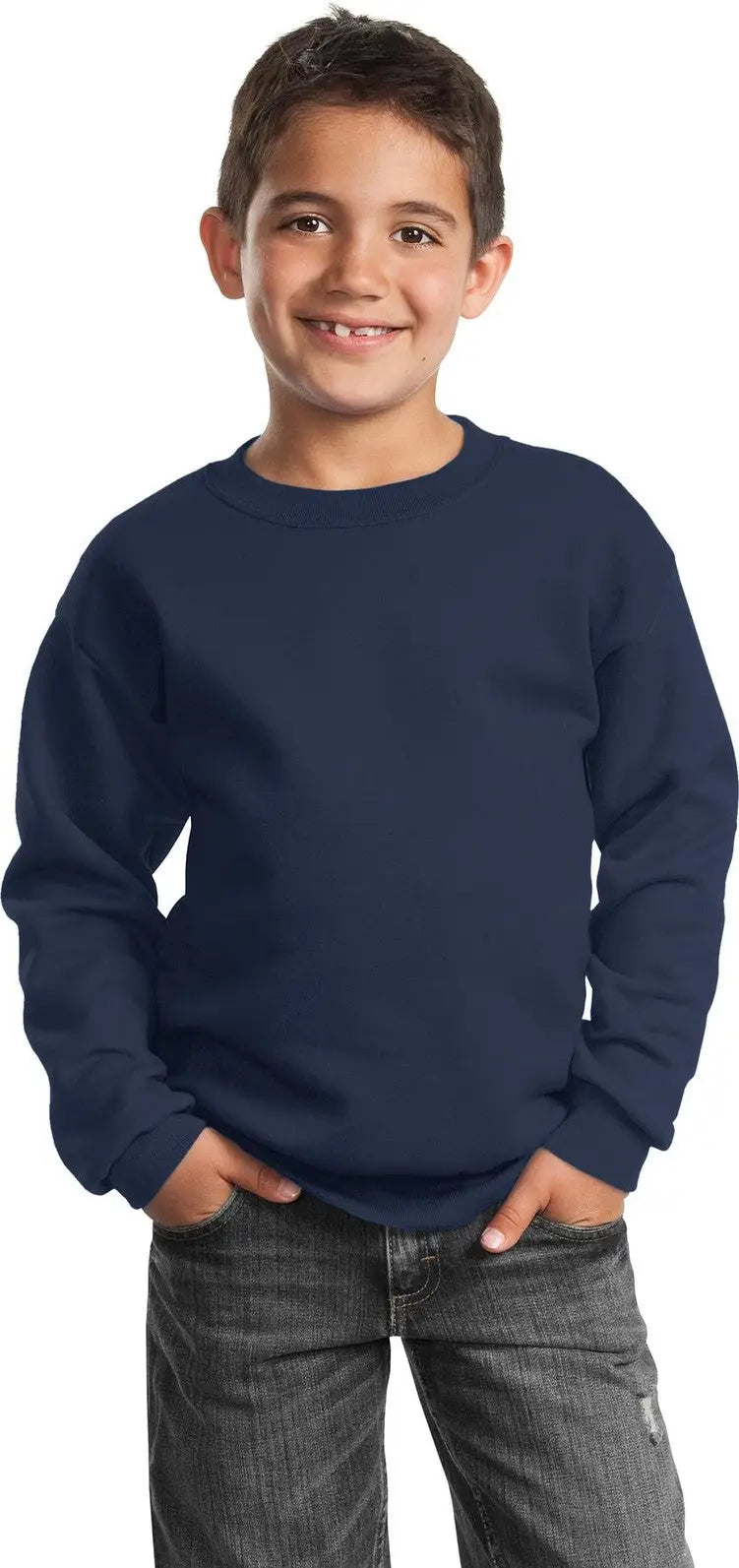 Port & Company Pc90y co Youth Core Fleece Crewneck Sweatshirt - Navy - Xs