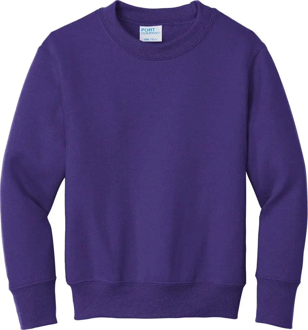 Port & Company Pc90y co Youth Core Fleece Crewneck Sweatshirt - Purple