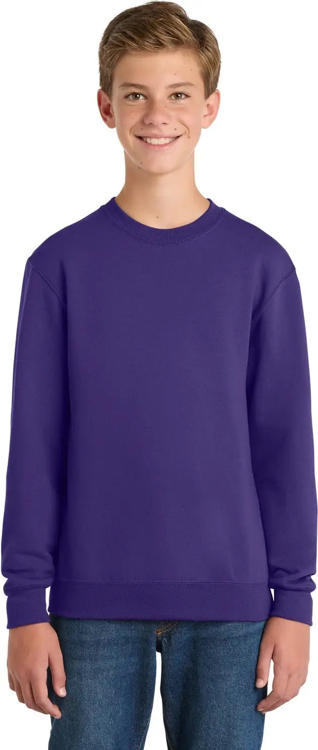 Port & Company Pc90y co Youth Core Fleece Crewneck Sweatshirt - Purple - Xs
