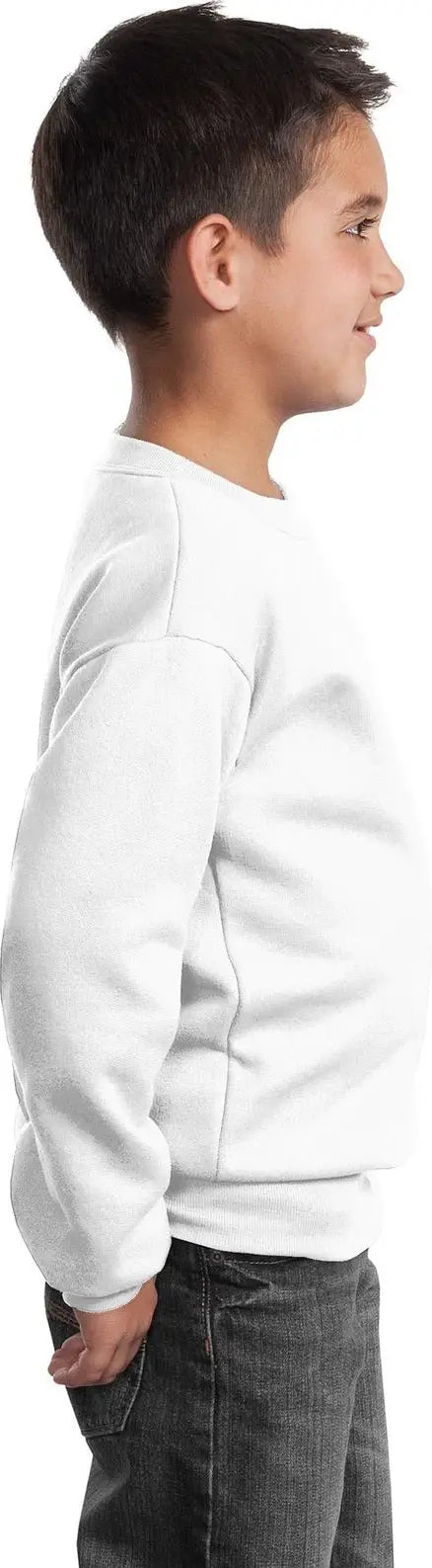 Port & Company Pc90y co Youth Core Fleece Crewneck Sweatshirt - White