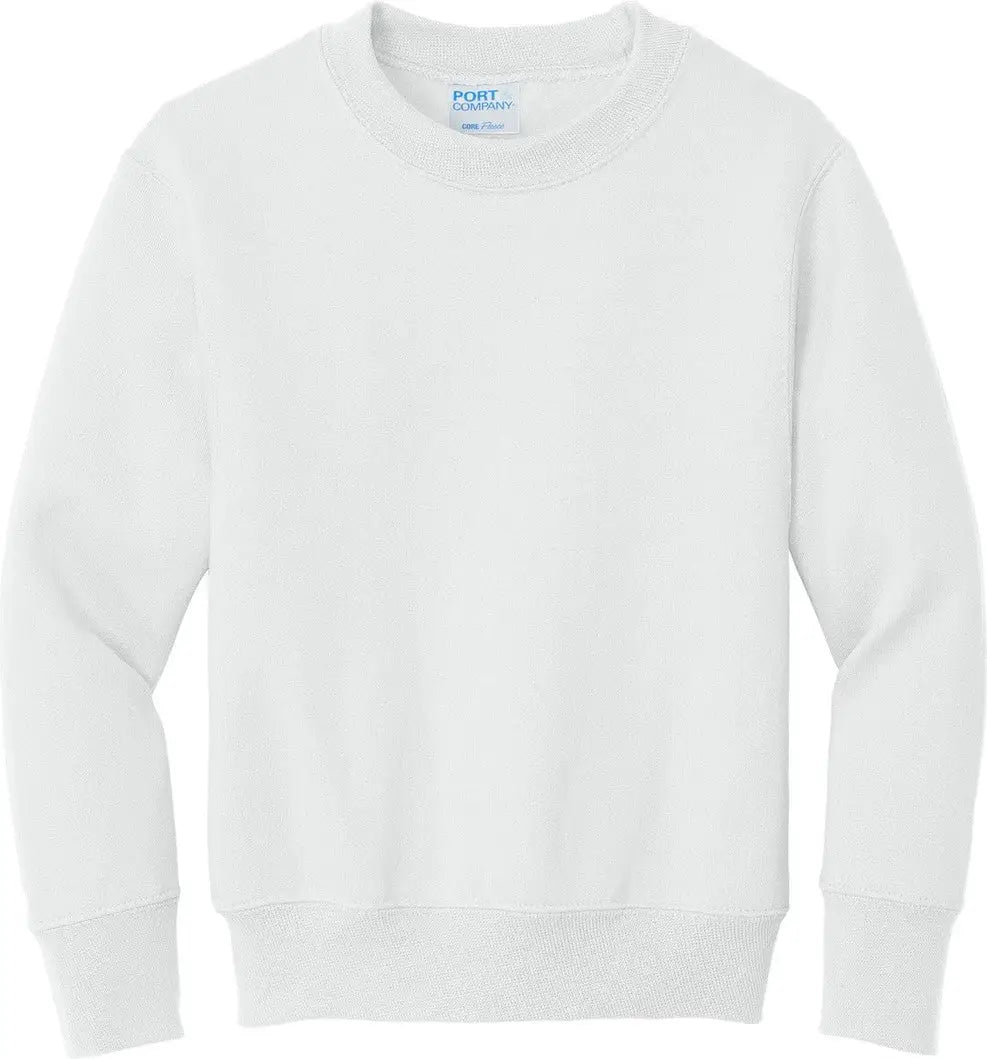 Port & Company Pc90y co Youth Core Fleece Crewneck Sweatshirt - White