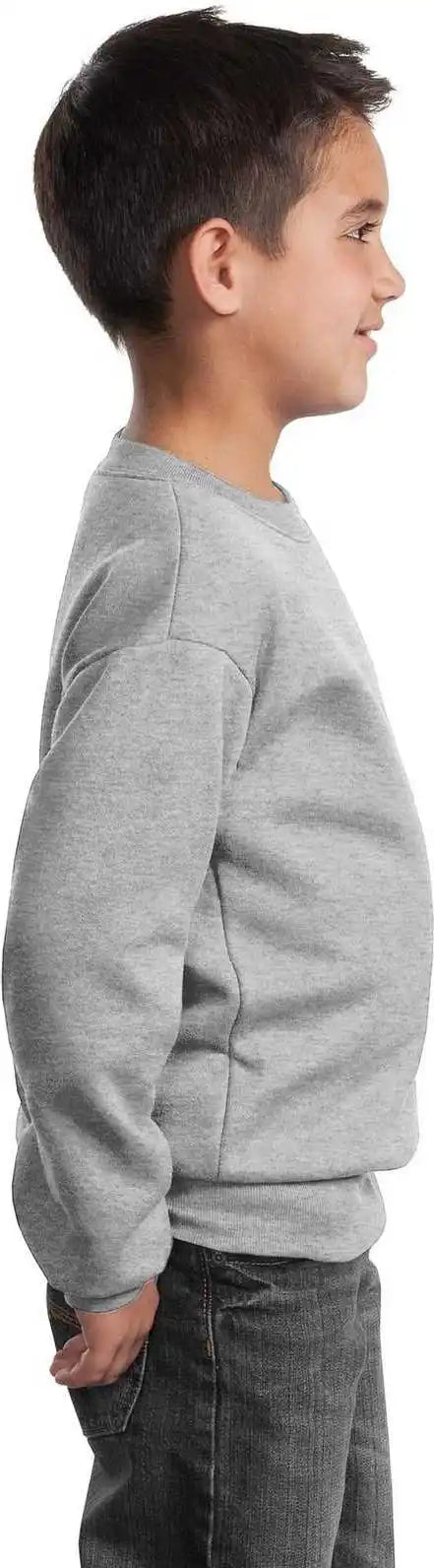 Port &amp; Company Pc90y Youth Core Fleece Crewneck Sweatshirt Ash