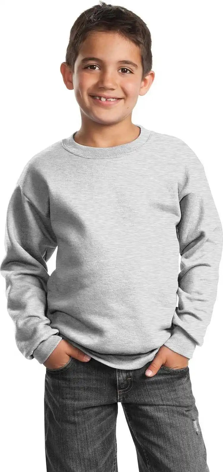 Port & Company Pc90y Youth Core Fleece Crewneck Sweatshirt Ash