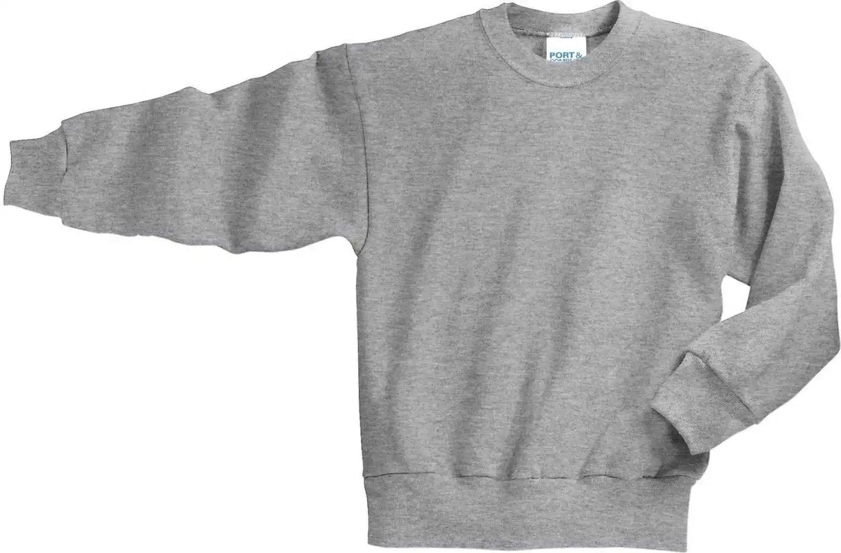 Port &amp; Company Pc90y Youth Core Fleece Crewneck Sweatshirt Athletic Heather