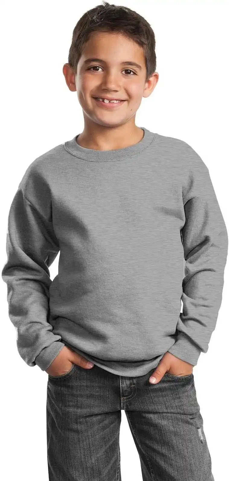 Port & Company Pc90y Youth Core Fleece Crewneck Sweatshirt - Athletic Heather