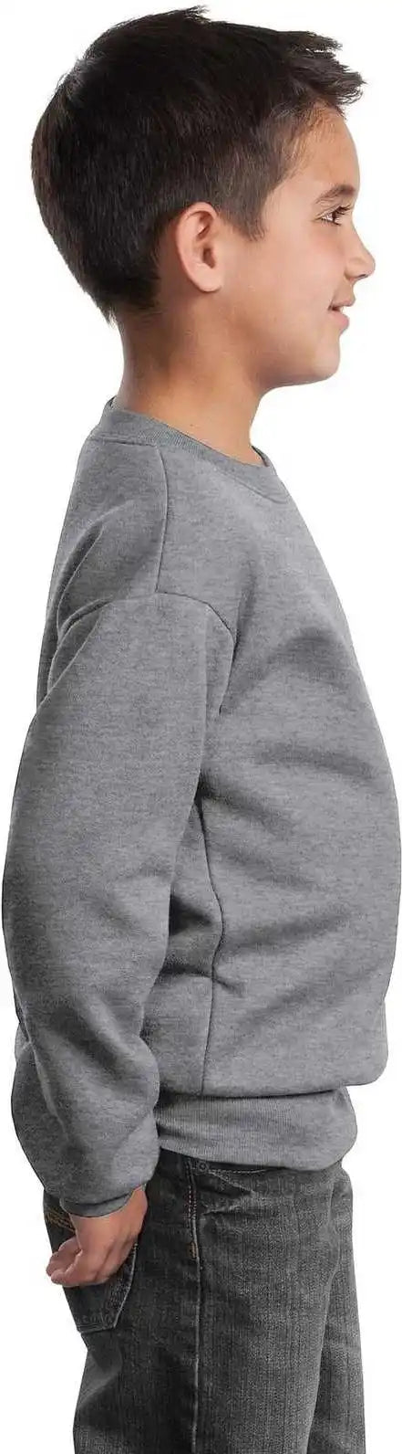 Port &amp; Company Pc90y Youth Core Fleece Crewneck Sweatshirt Athletic Heather