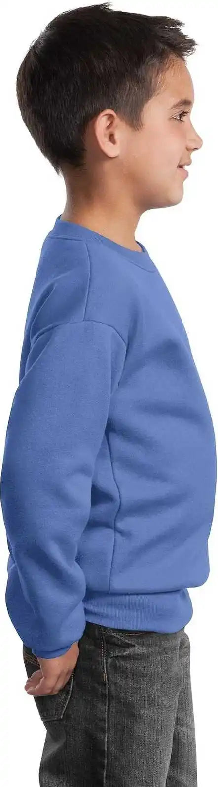 Port &amp; Company Pc90y Youth Core Fleece Crewneck Sweatshirt Carolina Blue