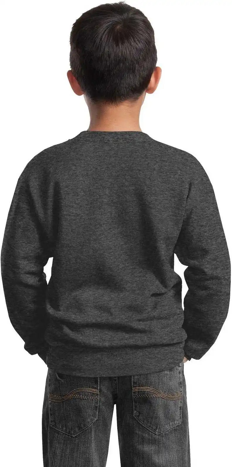 Port &amp; Company Pc90y Youth Core Fleece Crewneck Sweatshirt Dark Heather Gray