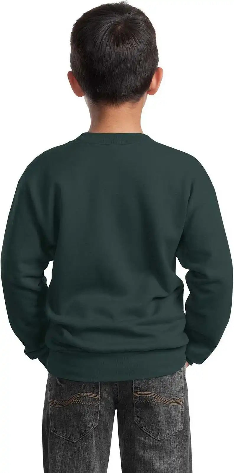 Port &amp; Company Pc90y Youth Core Fleece Crewneck Sweatshirt - Dark Green