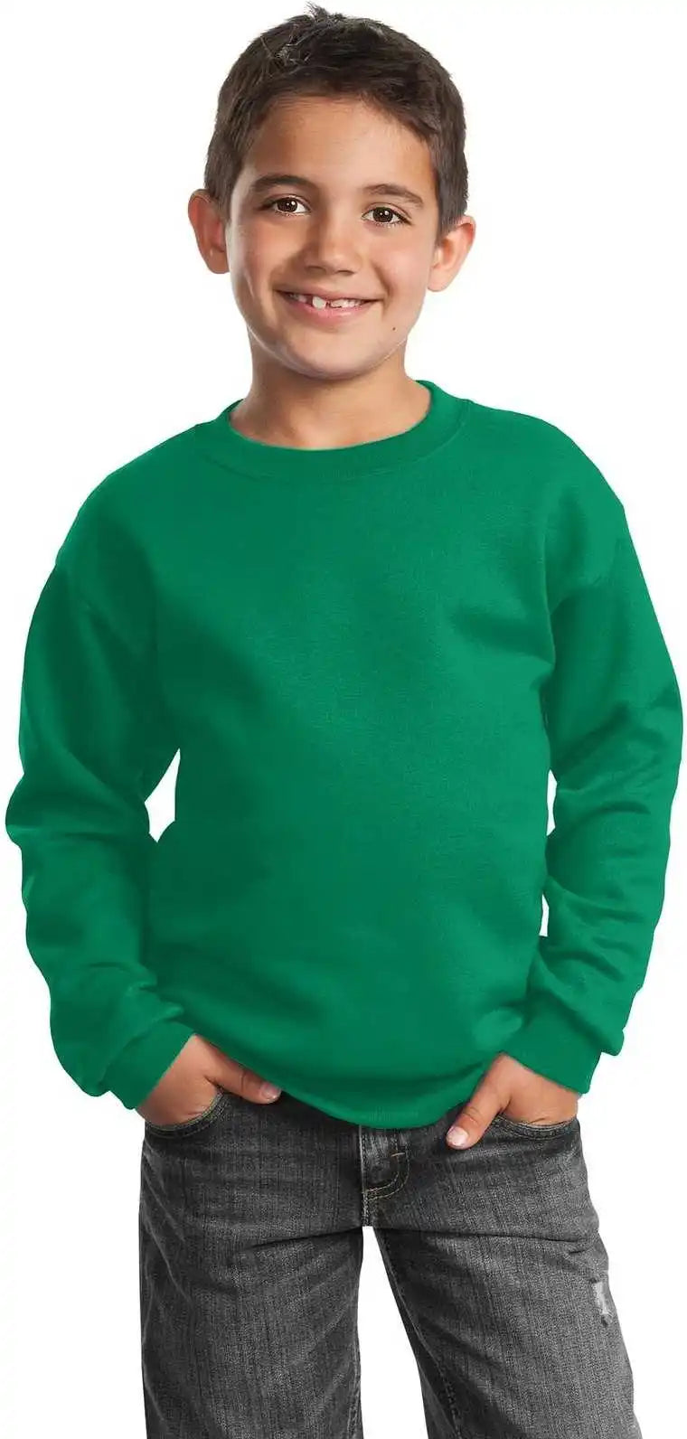 Port &amp; Company Pc90y Youth Core Fleece Crewneck Sweatshirt Kelly