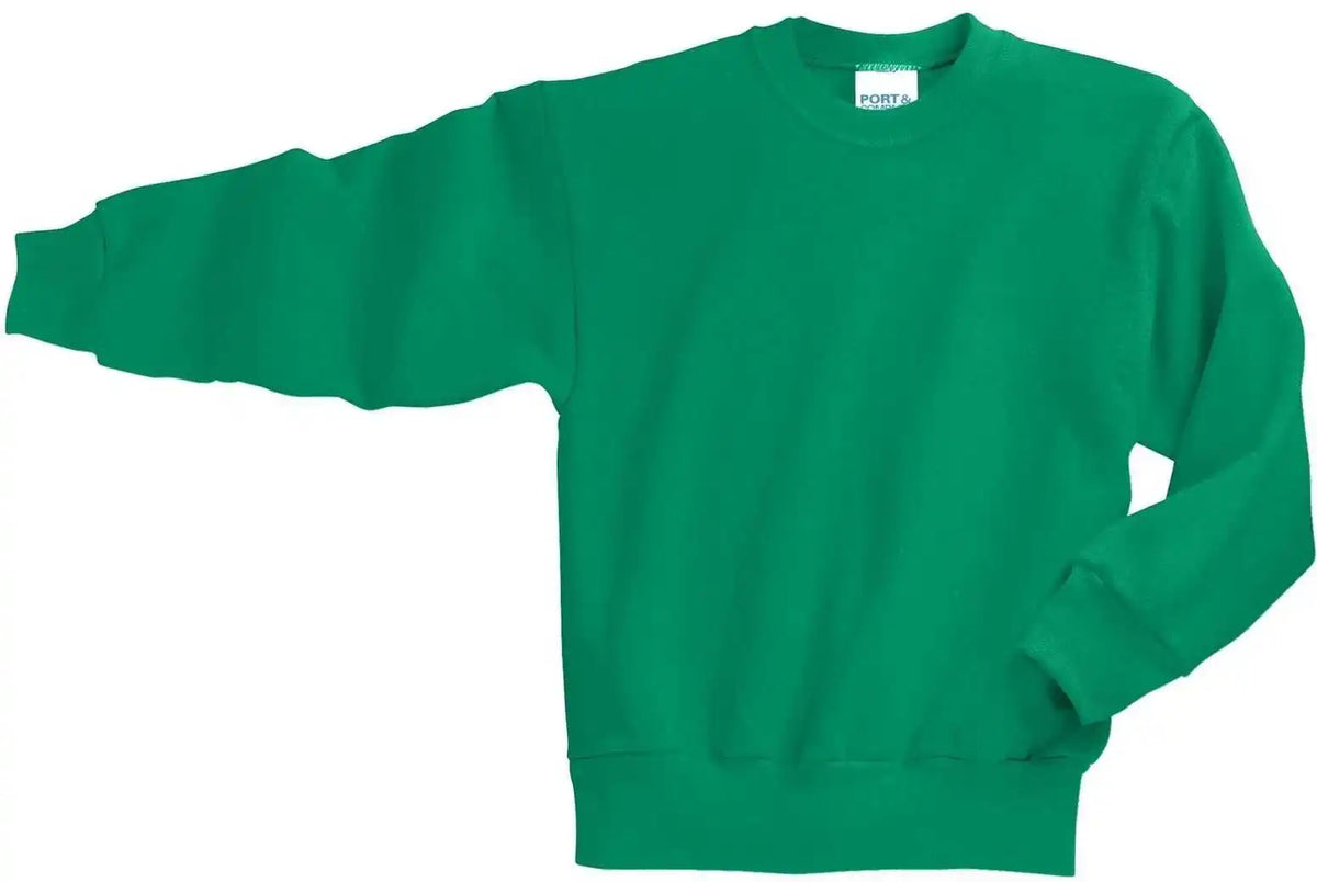 Port &amp; Company Pc90y Youth Core Fleece Crewneck Sweatshirt Kelly