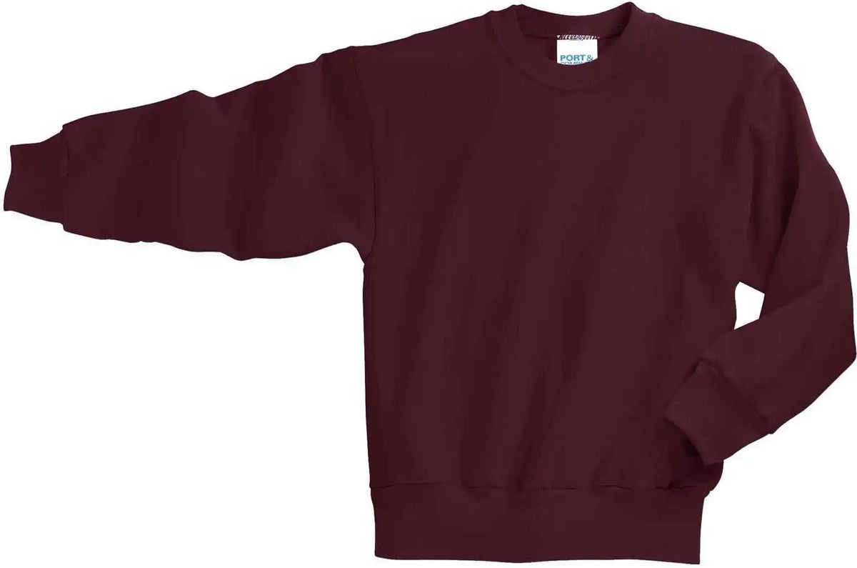 Port &amp; Company Pc90y Youth Core Fleece Crewneck Sweatshirt Maroon