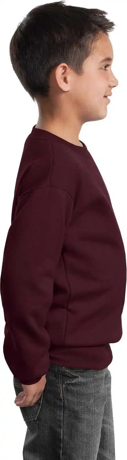 Port &amp; Company Pc90y Youth Core Fleece Crewneck Sweatshirt Maroon
