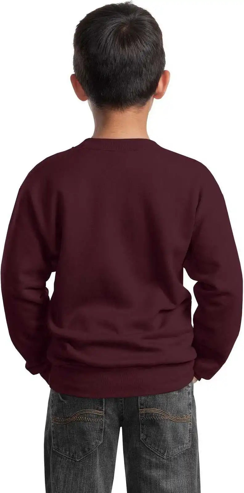 Port &amp; Company Pc90y Youth Core Fleece Crewneck Sweatshirt Maroon