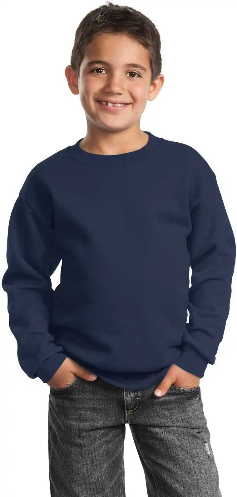 Port &amp; Company Pc90y Youth Core Fleece Crewneck Sweatshirt Navy