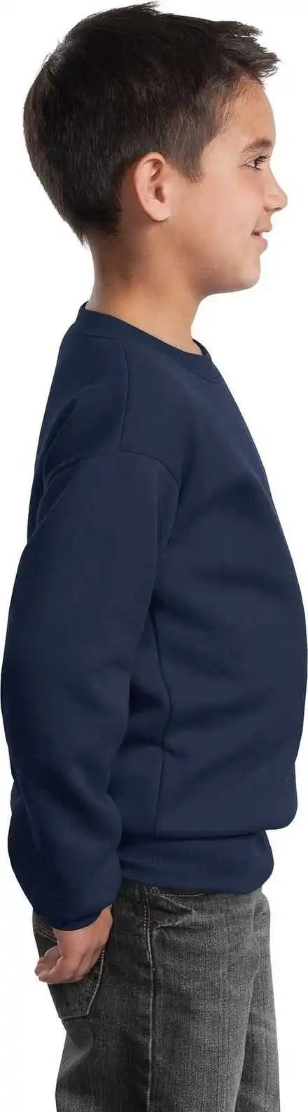 Port &amp; Company Pc90y Youth Core Fleece Crewneck Sweatshirt Navy