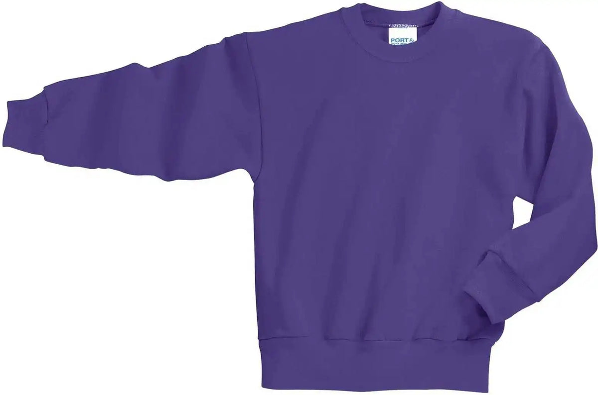 Port &amp; Company Pc90y Youth Core Fleece Crewneck Sweatshirt Purple