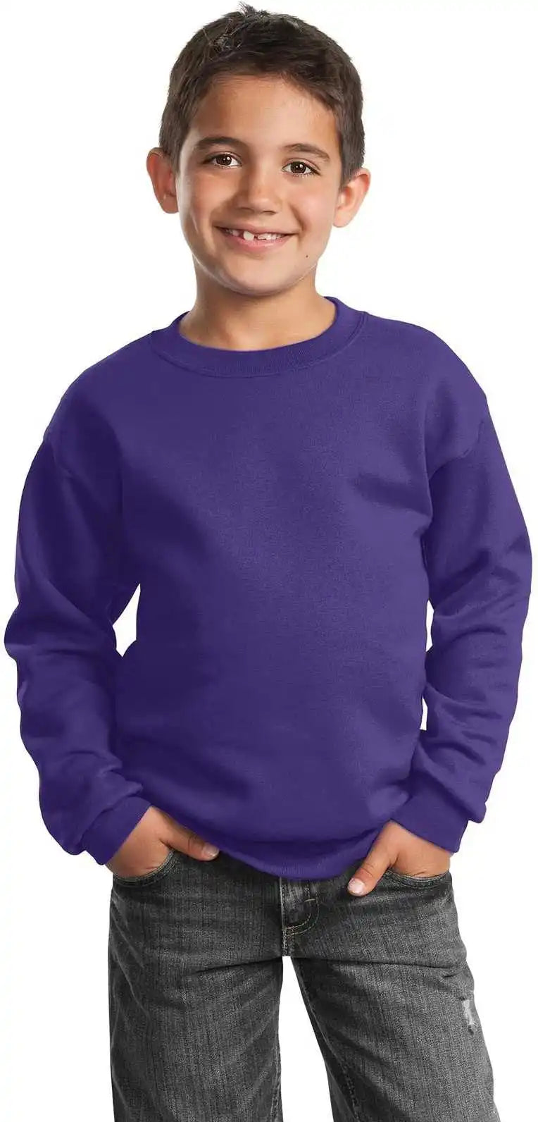 Port & Company Pc90y Youth Core Fleece Crewneck Sweatshirt - Purple