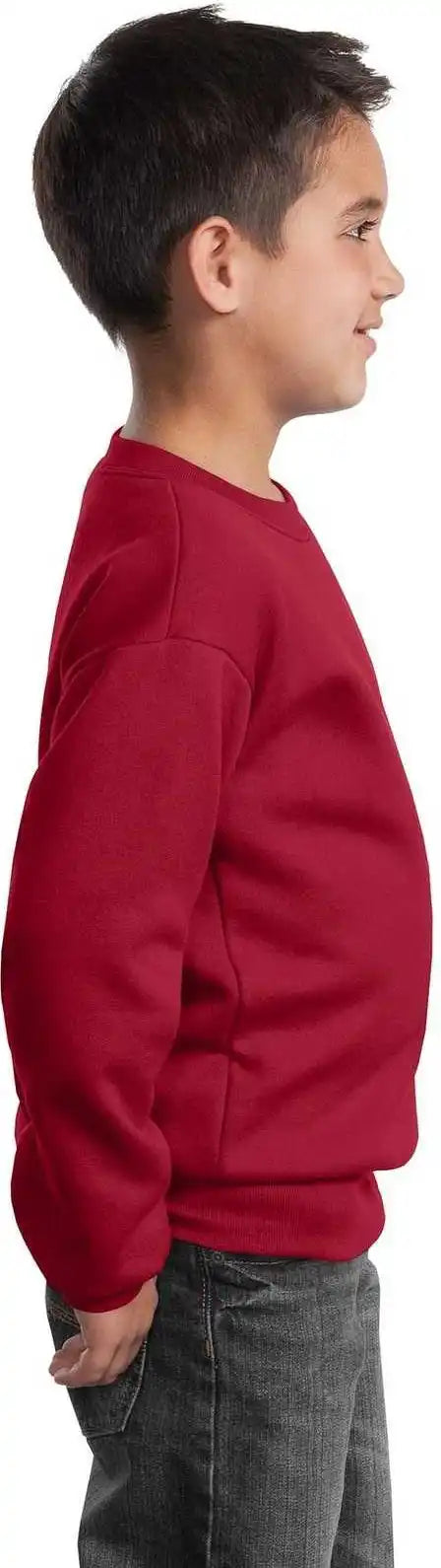 Port &amp; Company Pc90y Youth Core Fleece Crewneck Sweatshirt Red