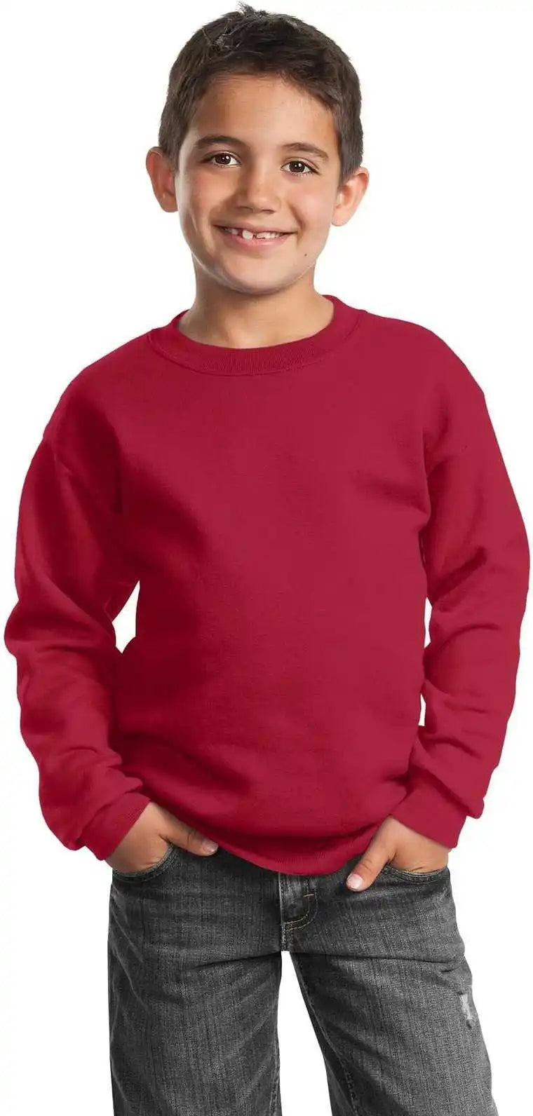 Port &amp; Company Pc90y Youth Core Fleece Crewneck Sweatshirt Red