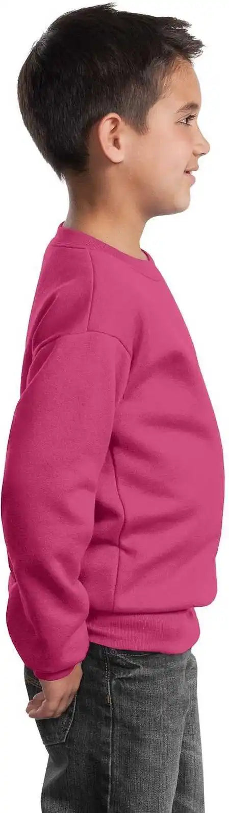 Port & Company Pc90y Youth Core Fleece Crewneck Sweatshirt - Sangria