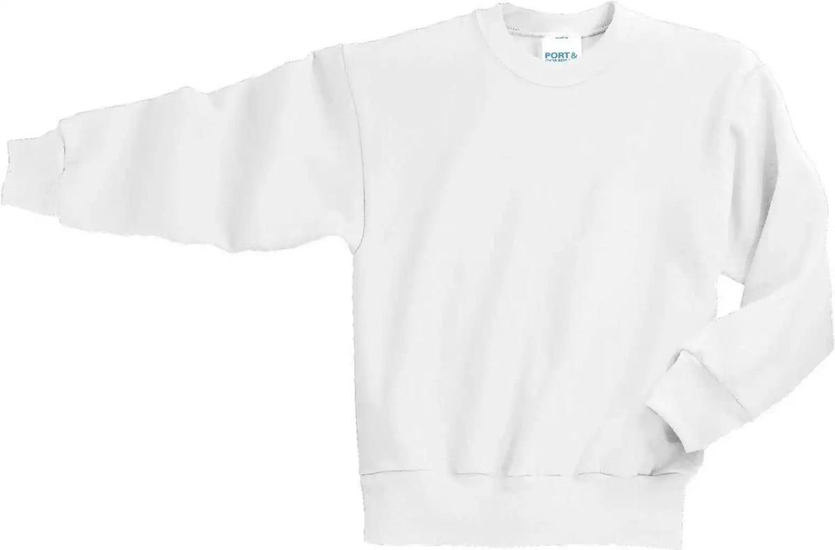 Port & Company Pc90y Youth Core Fleece Crewneck Sweatshirt - White