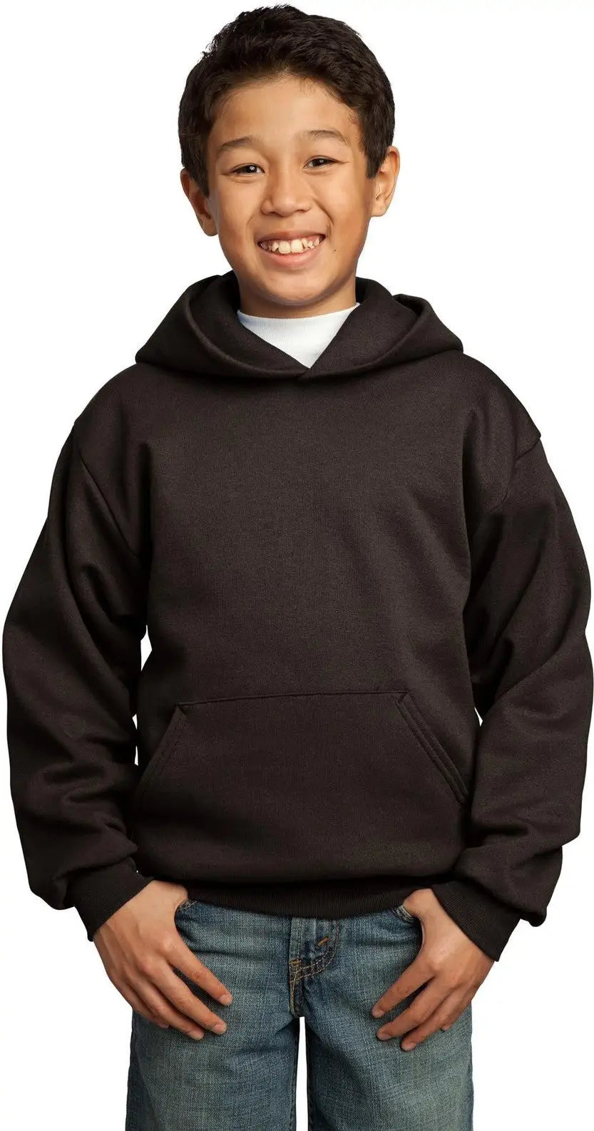 Port & Company Pc90yh co Youth Core Fleece Pullover Hooded Sweatshirt - Dark Chocolate Brown - Xs