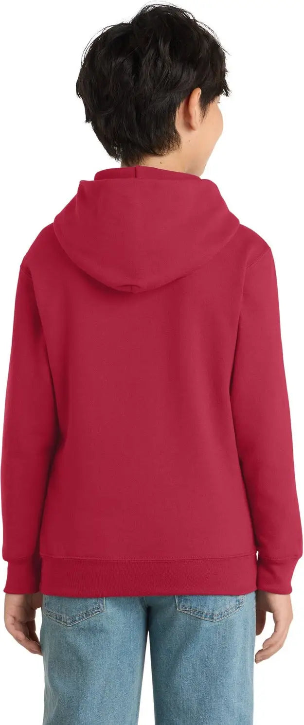 Port & Company Pc90yh co Youth Core Fleece Pullover Hooded Sweatshirt - Red