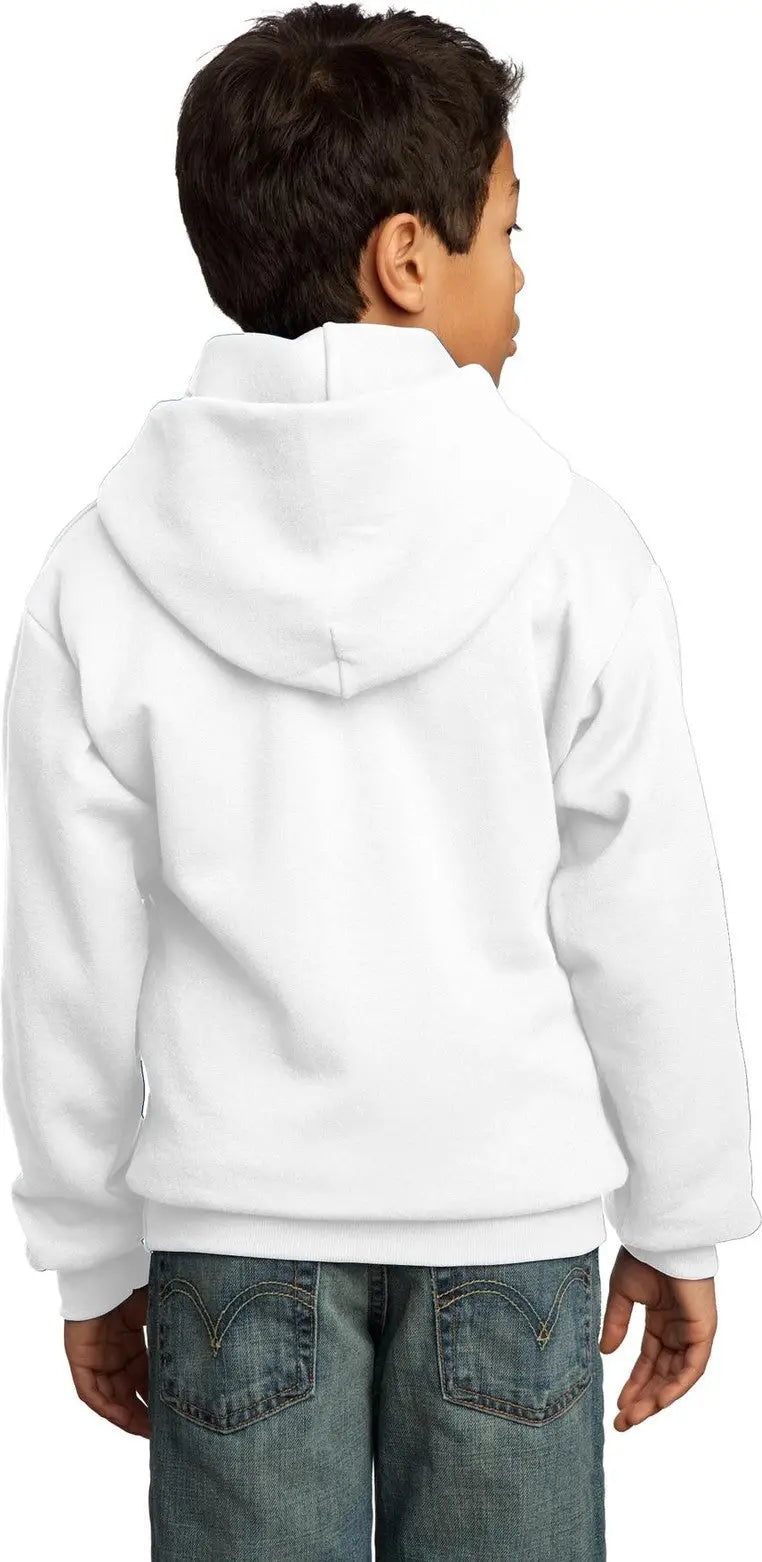 Port & Company Pc90yh co Youth Core Fleece Pullover Hooded Sweatshirt - White