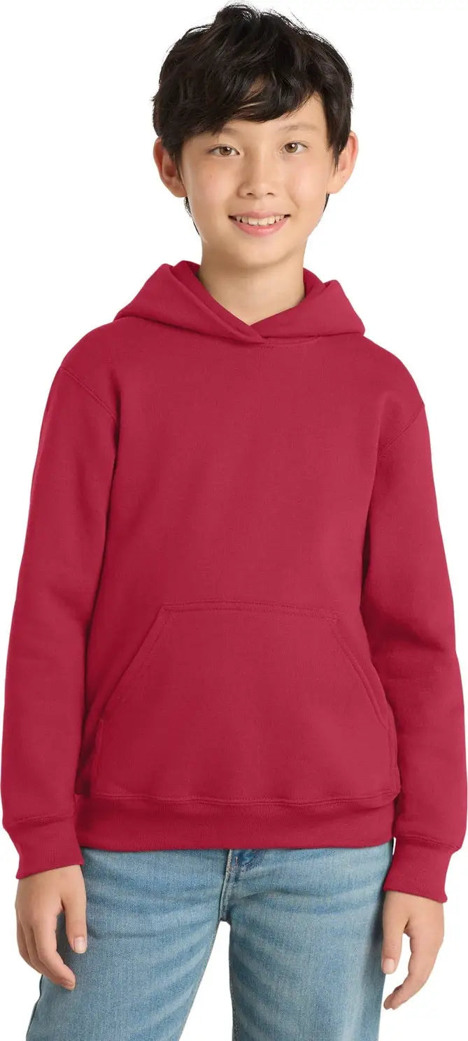 Port & Company Pc90yh co Youth Core Fleece Pullover Hooded Sweatshirt - Red