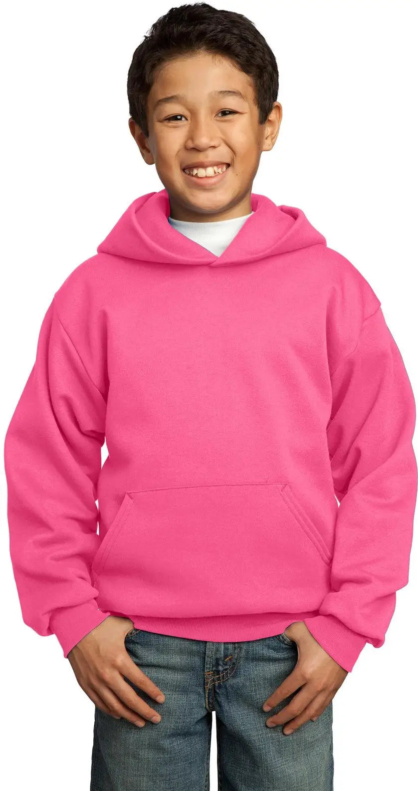 Port & Company Pc90yh co Youth Core Fleece Pullover Hooded Sweatshirt - Neon Pink - Xs