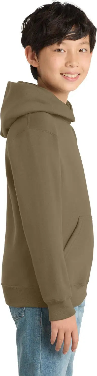 Port & Company Pc90yh co Youth Core Fleece Pullover Hooded Sweatshirt - Coyote Brown