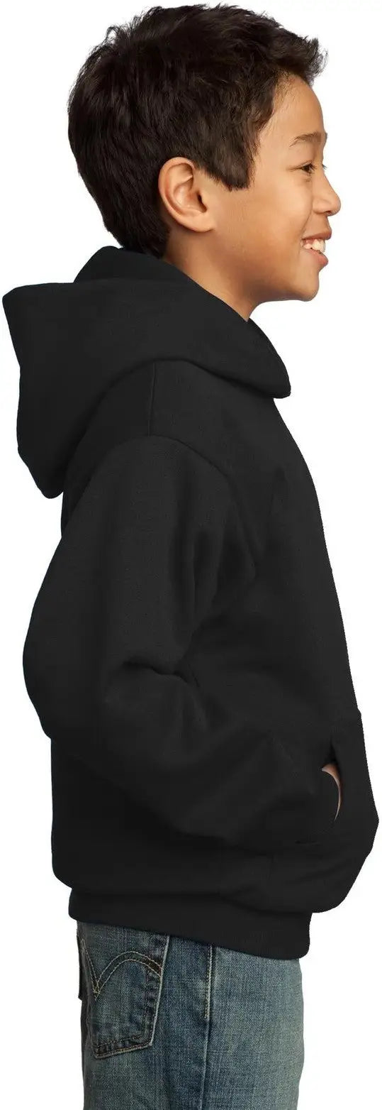 Port & Company Pc90yh co Youth Core Fleece Pullover Hooded Sweatshirt - Jet Black