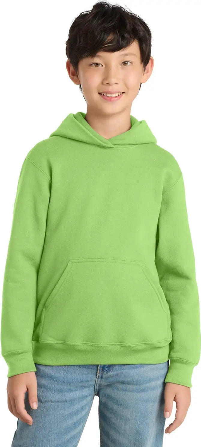 Port & Company Pc90yh co Youth Core Fleece Pullover Hooded Sweatshirt - Lime - Xs