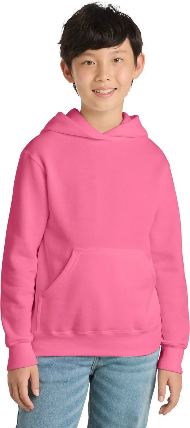 Port & Company Pc90yh co Youth Core Fleece Pullover Hooded Sweatshirt - Neon Pink