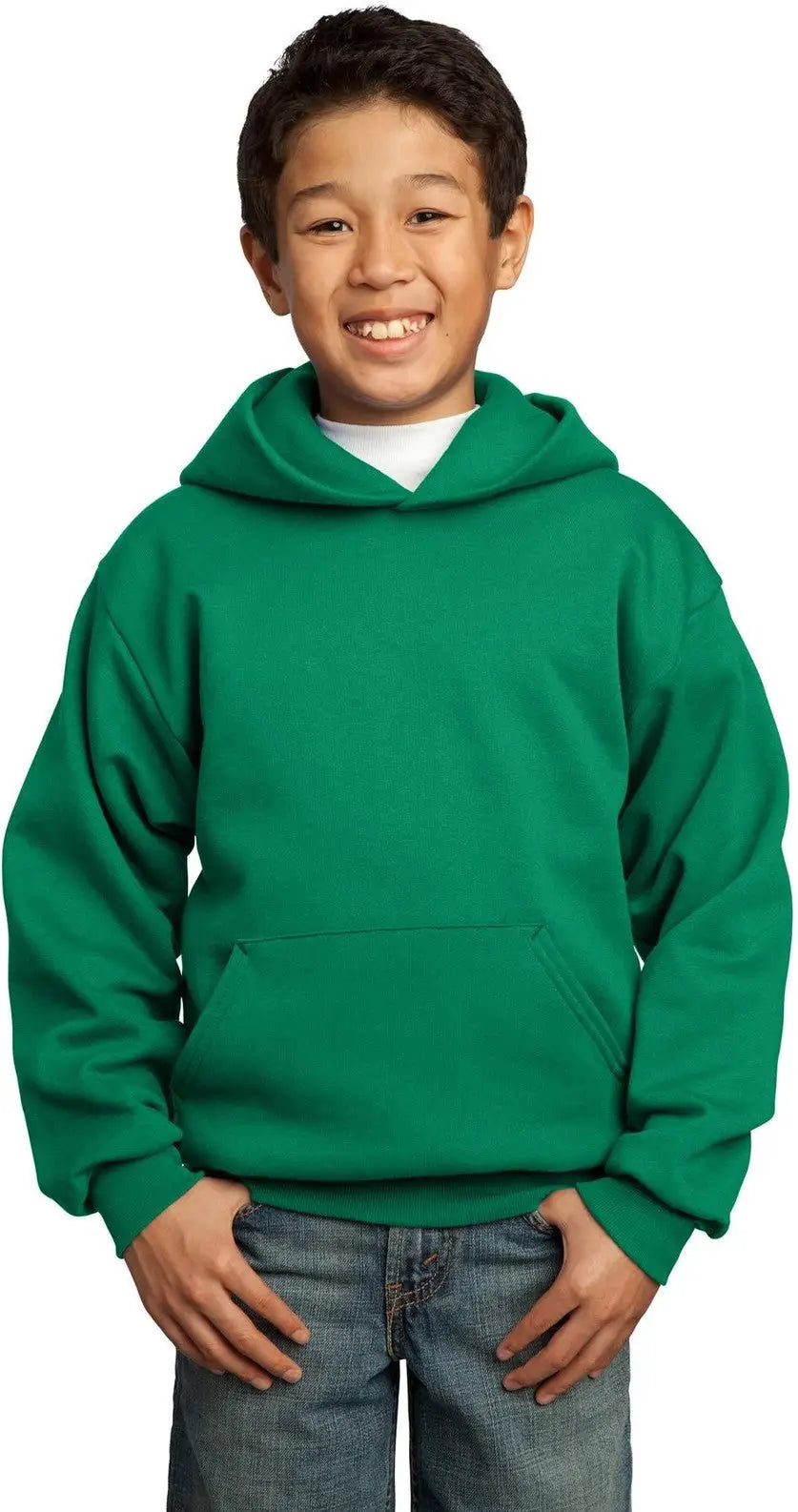 Port & Company Pc90yh co Youth Core Fleece Pullover Hooded Sweatshirt - Kelly Green - Xs