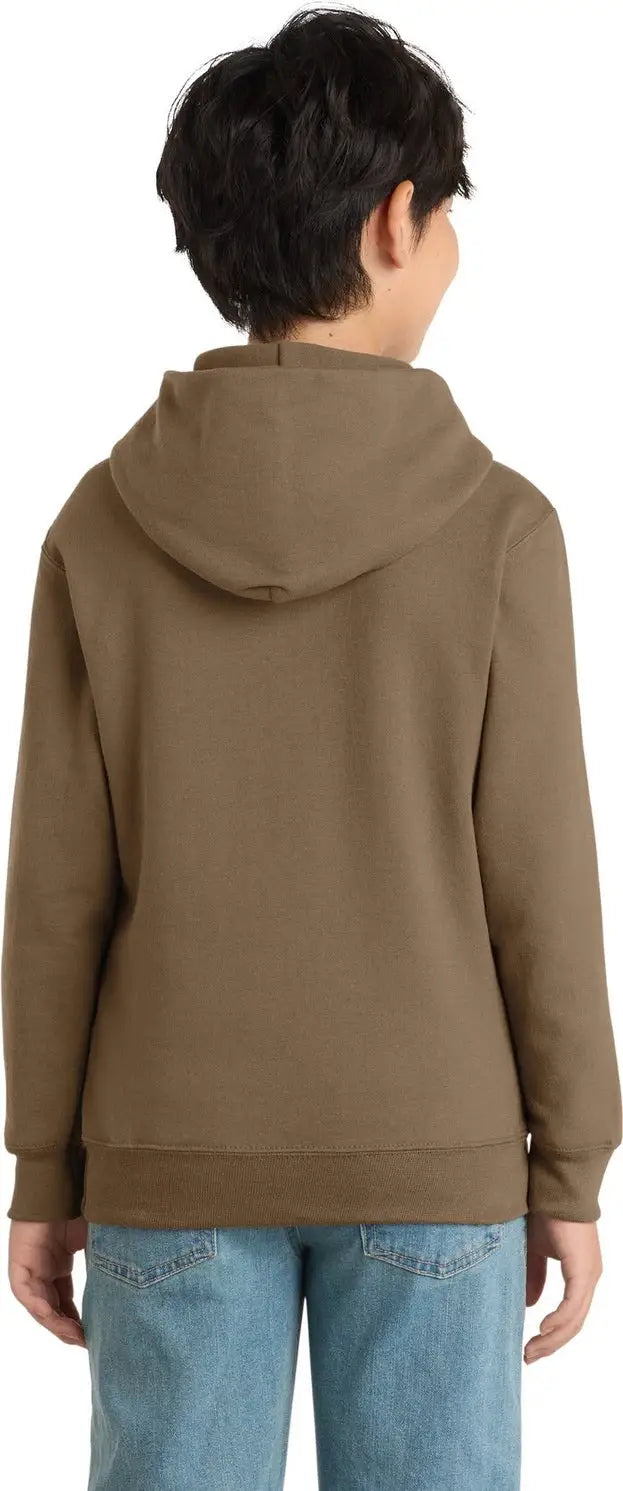 Port & Company Pc90yh co Youth Core Fleece Pullover Hooded Sweatshirt - Woodland Brown