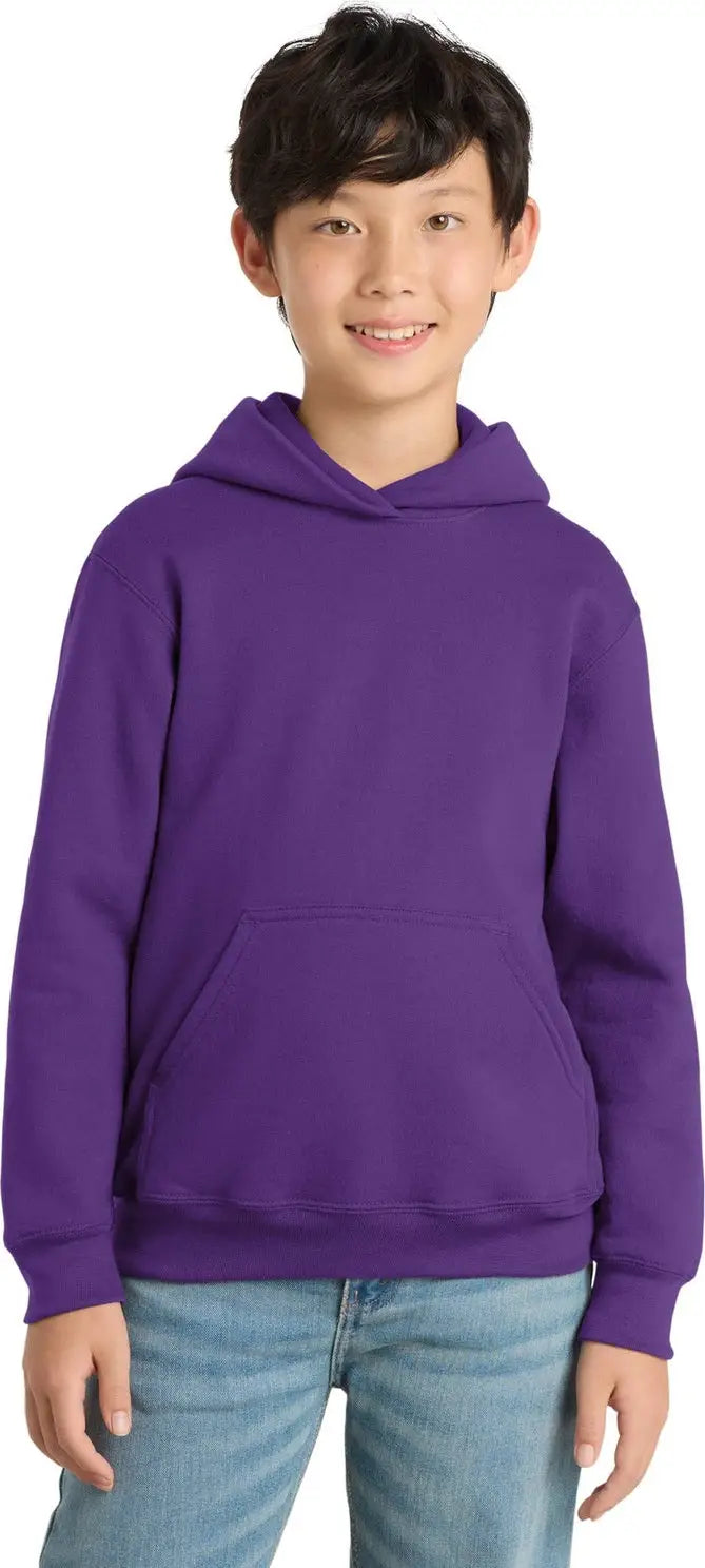 Port & Company Pc90yh co Youth Core Fleece Pullover Hooded Sweatshirt - Team Purple - Xs