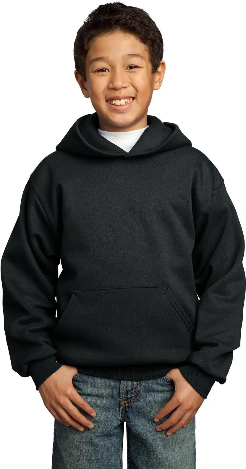 Port & Company Pc90yh co Youth Core Fleece Pullover Hooded Sweatshirt - Jet Black - Xs
