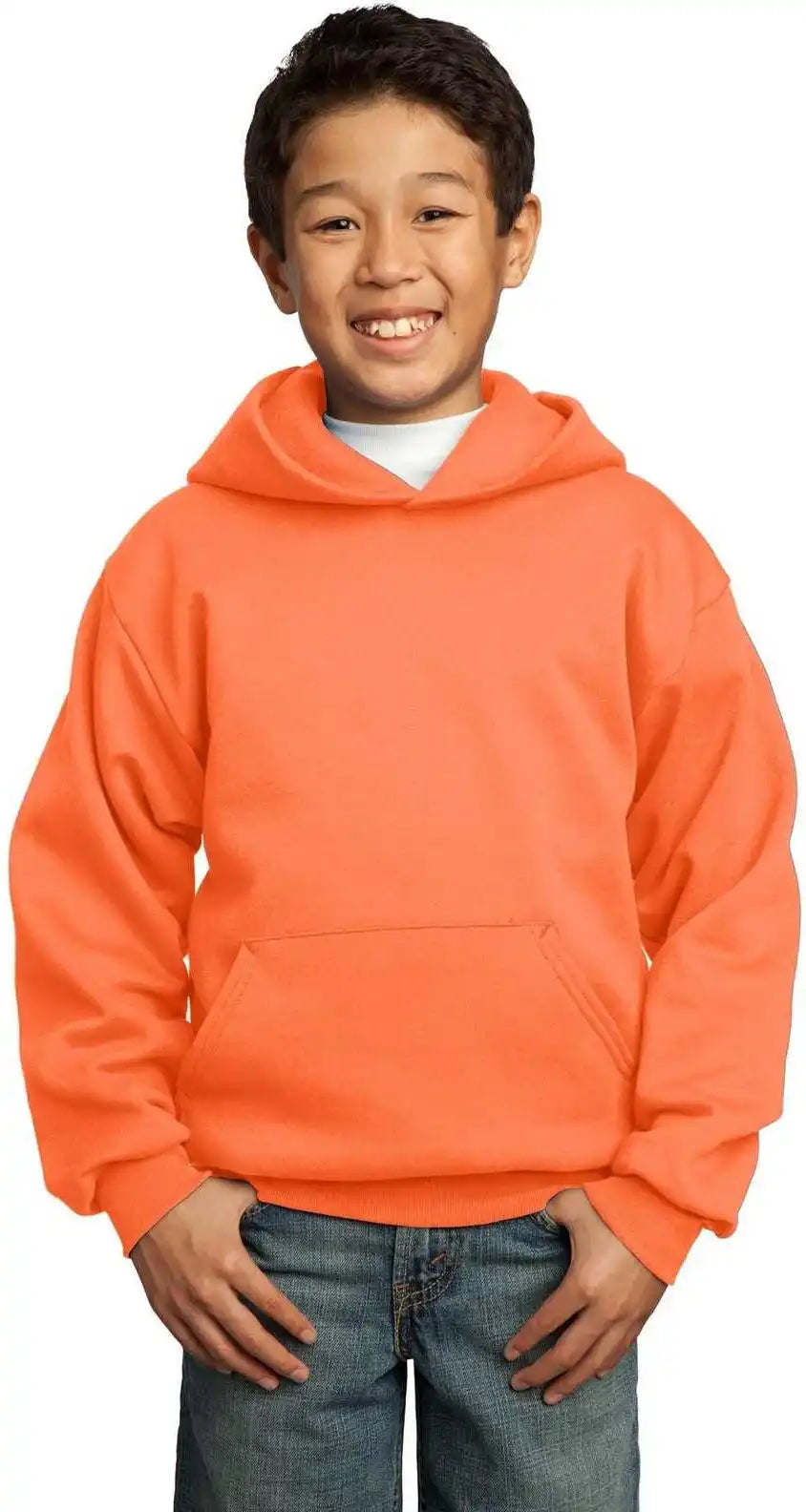 Port & Company Pc90yh Youth Core Fleece Pullover Hooded Sweatshirt - Neon Orange