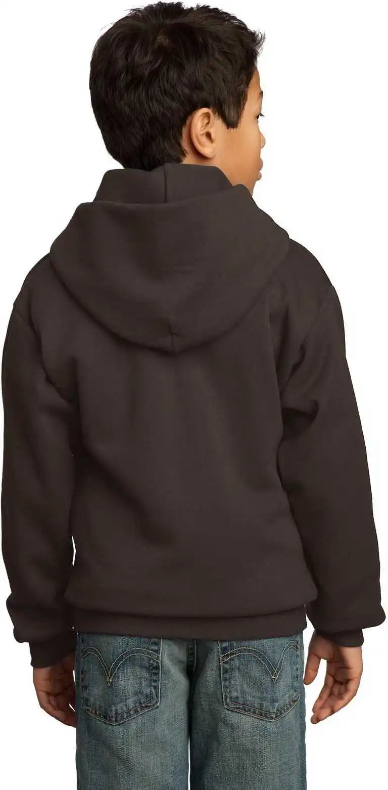 Port &amp; Company Pc90yh Youth Core Fleece Pullover Hooded Sweatshirt Dark Chocolate Brown