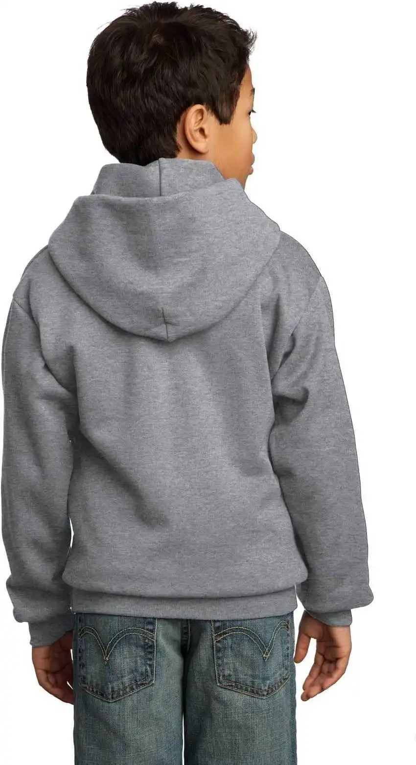 Port &amp; Company Pc90yh Youth Core Fleece Pullover Hooded Sweatshirt Athletic Heather