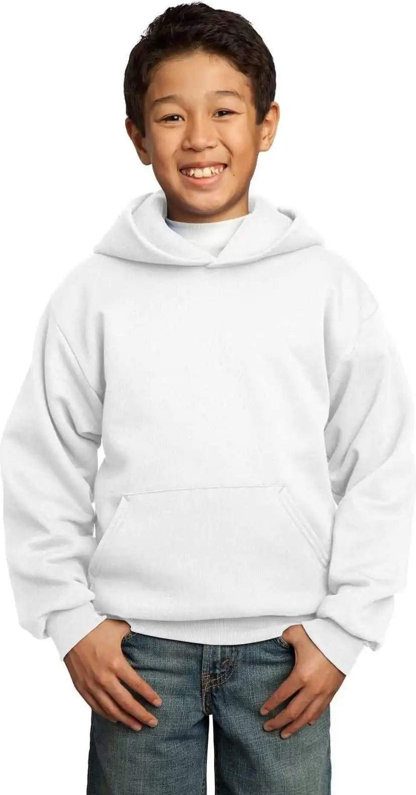 Port & Company Pc90yh Youth Core Fleece Pullover Hooded Sweatshirt White