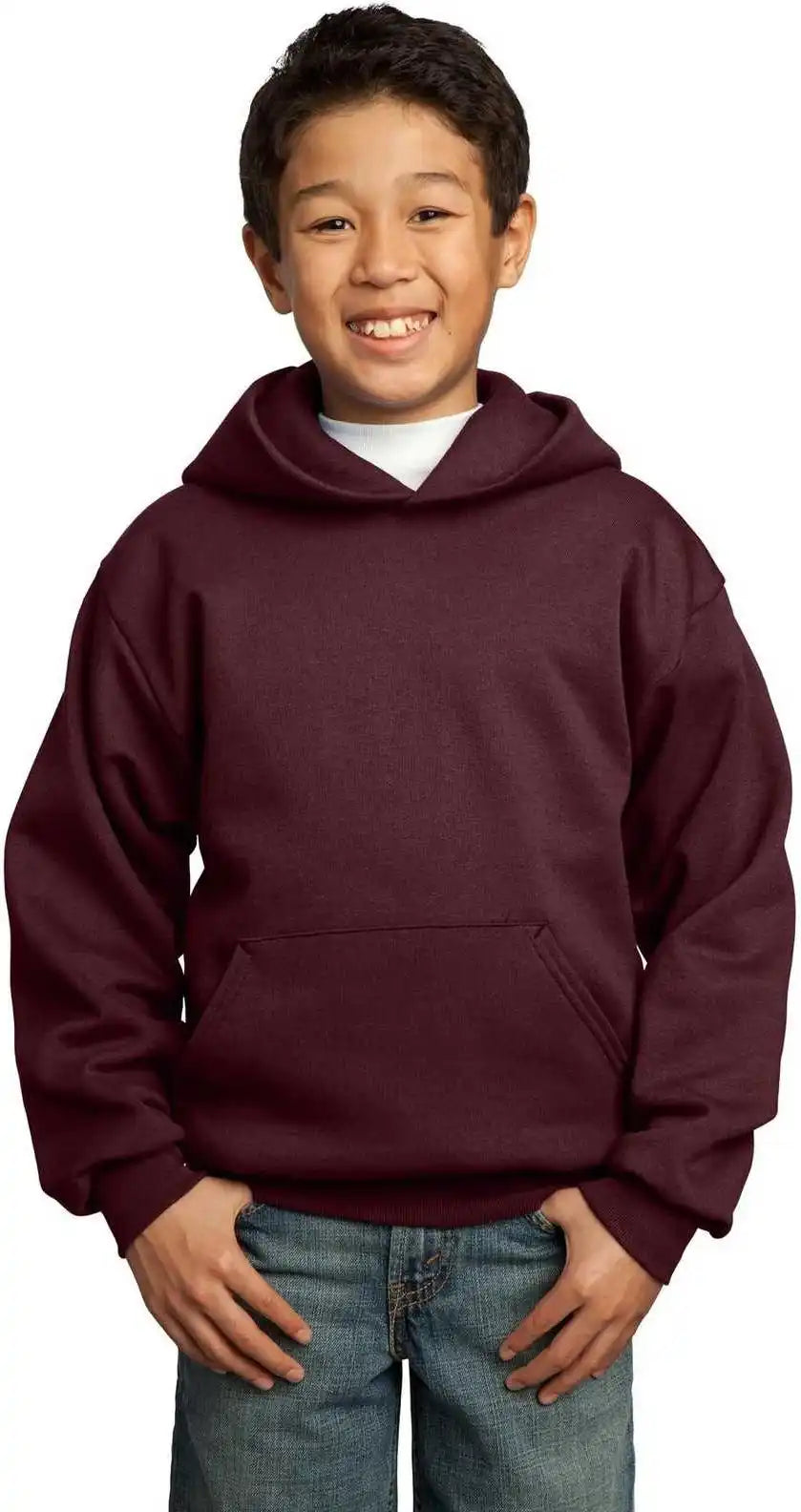 Port &amp; Company Pc90yh Youth Core Fleece Pullover Hooded Sweatshirt Maroon
