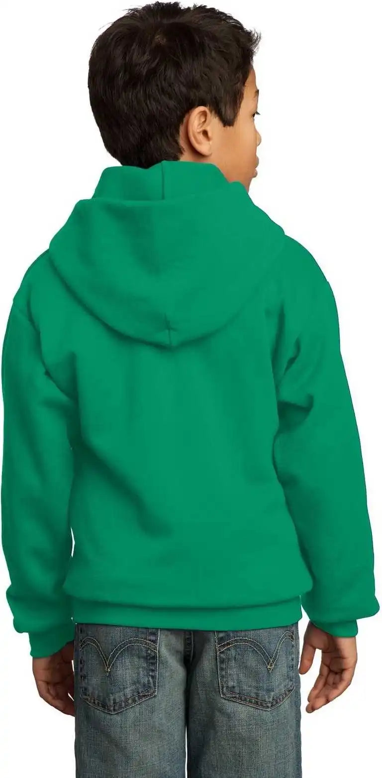 Port &amp; Company Pc90yh Youth Core Fleece Pullover Hooded Sweatshirt Kelly Green