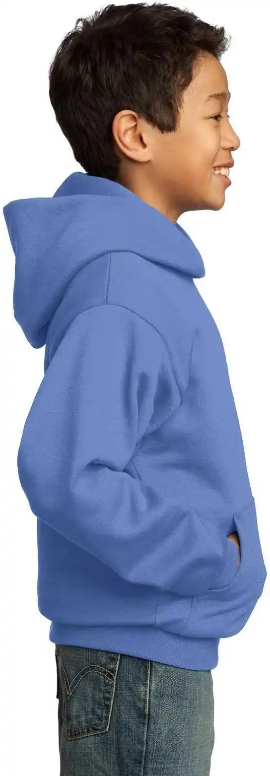 Port &amp; Company Pc90yh Youth Core Fleece Pullover Hooded Sweatshirt Carolina Blue