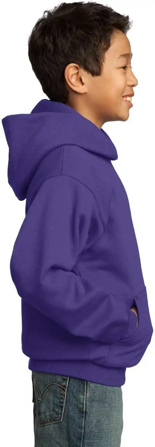 Port &amp; Company Pc90yh Youth Core Fleece Pullover Hooded Sweatshirt Purple