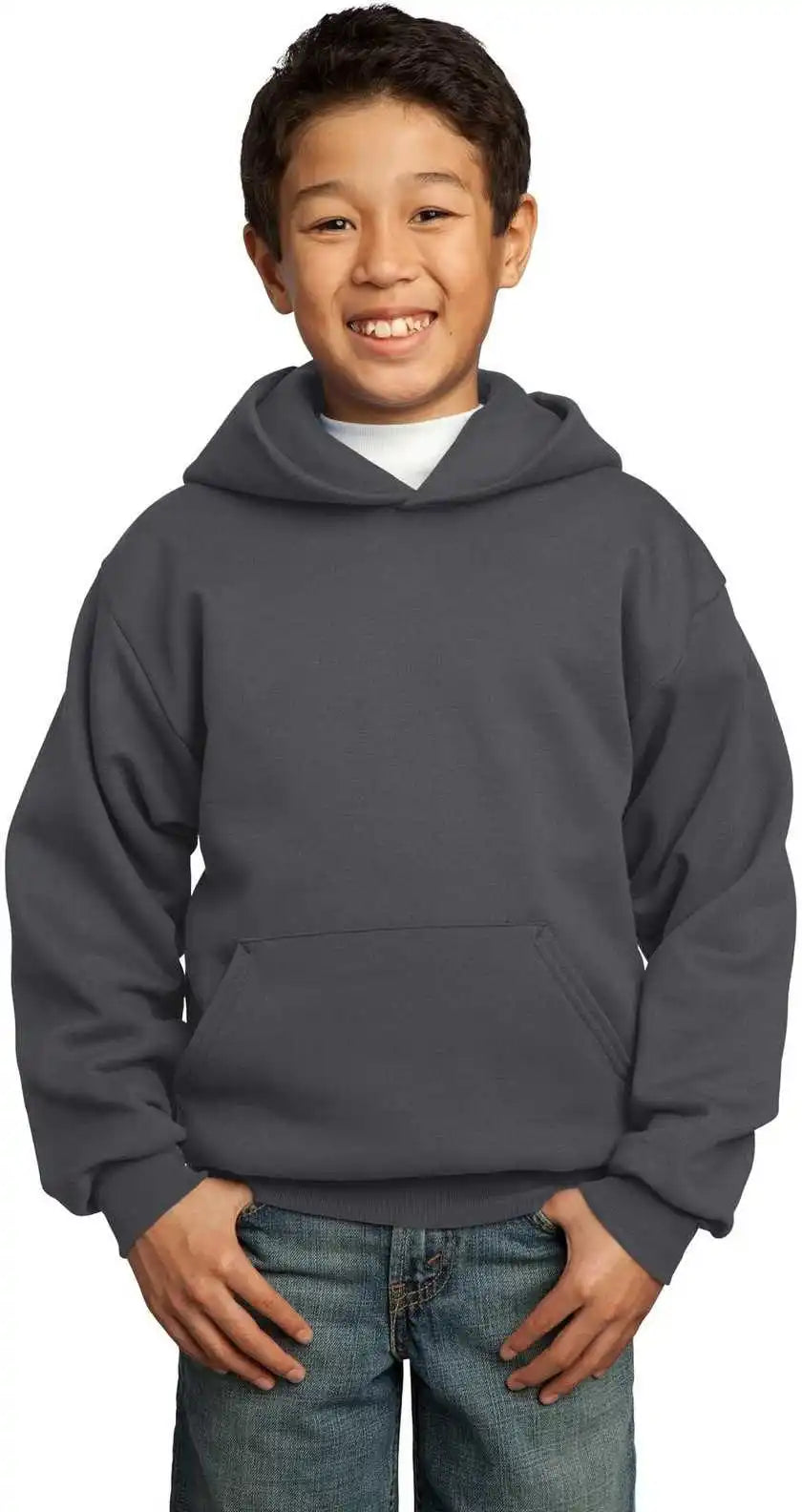 Port & Company Pc90yh Youth Core Fleece Pullover Hooded Sweatshirt Charcoal