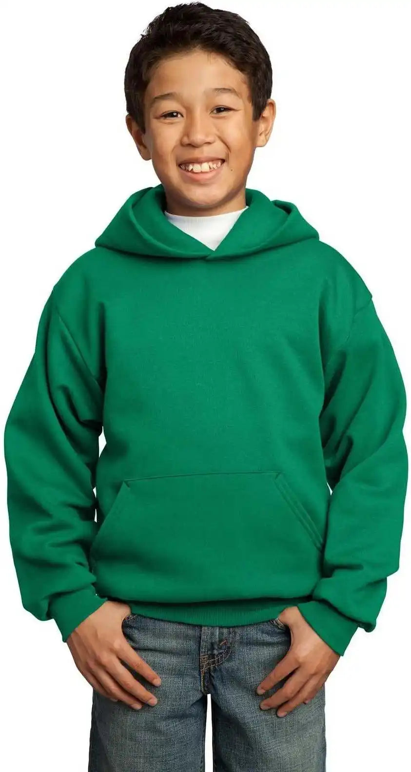 Port &amp; Company Pc90yh Youth Core Fleece Pullover Hooded Sweatshirt Kelly Green