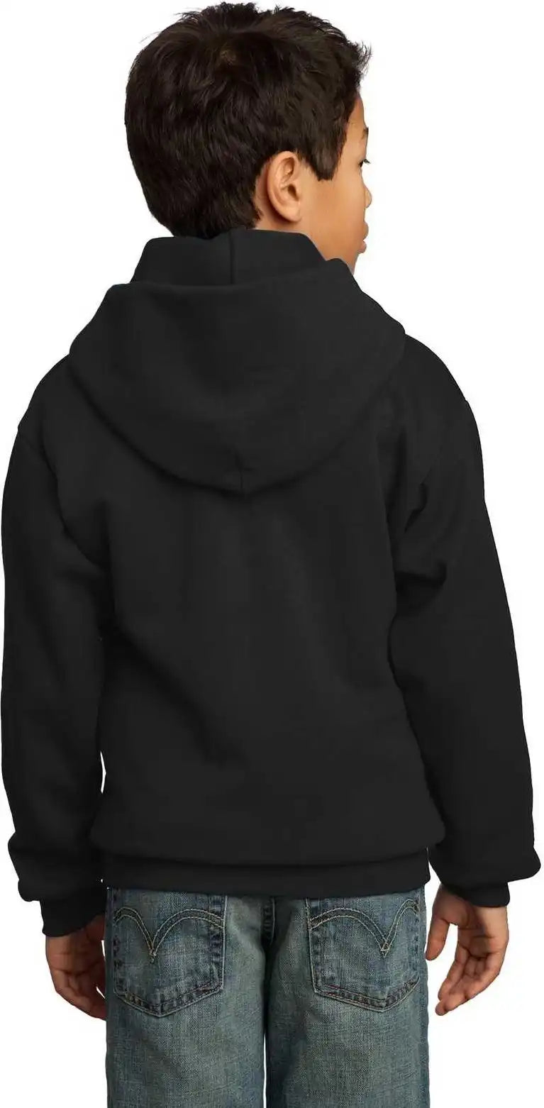 Port &amp; Company Pc90yh Youth Core Fleece Pullover Hooded Sweatshirt Jet Black